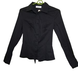 Bailey/44 Black Button Up Long Sleeve Blouse Lace Up Size Xs NWT